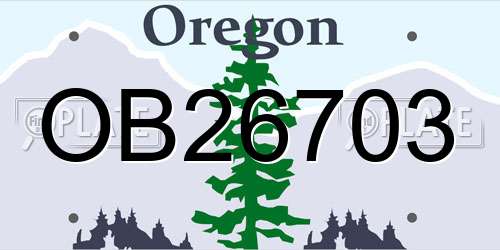 OB26703 Oregon License Plate