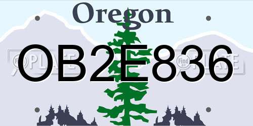 OB2E836 Oregon License Plate