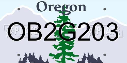 OB2G203 Oregon License Plate