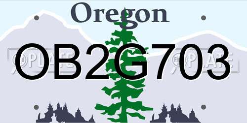 OB2G703 Oregon License Plate