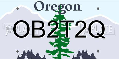 OB2T2Q Oregon License Plate