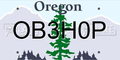 OB3H0P Oregon License Plate