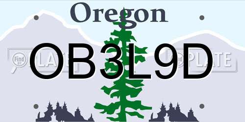 OB3L9D Oregon License Plate