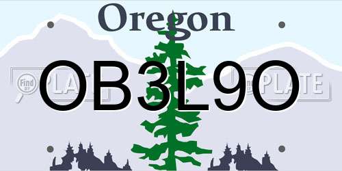 OB3L9O Oregon License Plate