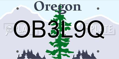 OB3L9Q Oregon License Plate
