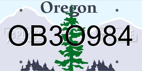 OB3O984 Oregon License Plate
