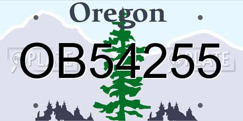 OB54255 Oregon License Plate