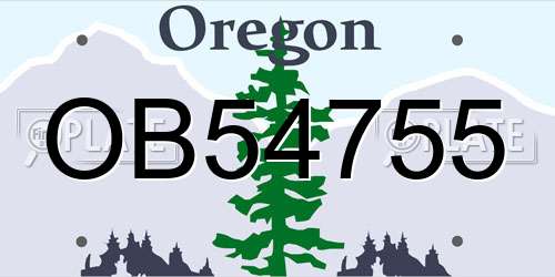 OB54755 Oregon License Plate