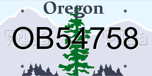 OB54758 Oregon License Plate