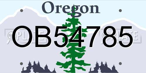 OB54785 Oregon License Plate