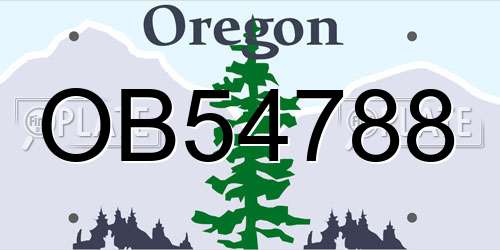 OB54788 Oregon License Plate