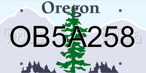 OB5A258 Oregon License Plate