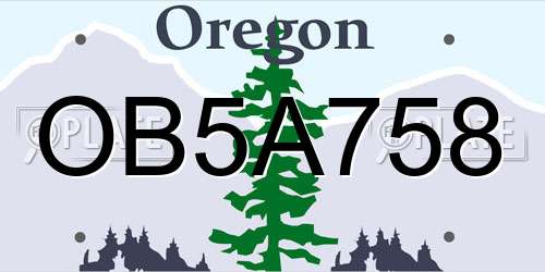 OB5A758 Oregon License Plate