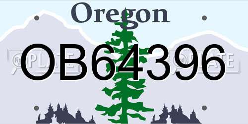 OB64396 Oregon License Plate