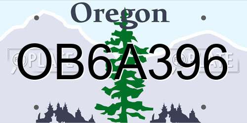 OB6A396 Oregon License Plate