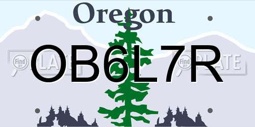OB6L7R Oregon License Plate