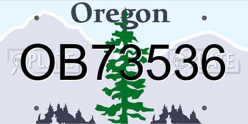 OB73536 Oregon License Plate
