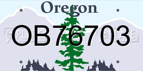 OB76703 Oregon License Plate