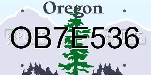 OB7E536 Oregon License Plate