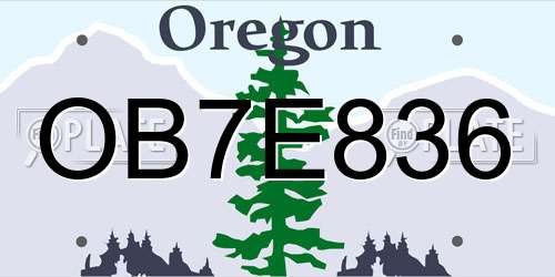 OB7E836 Oregon License Plate