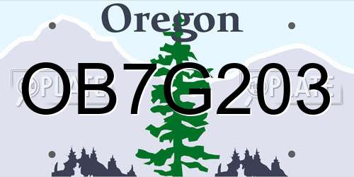 OB7G203 Oregon License Plate