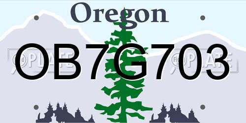 OB7G703 Oregon License Plate