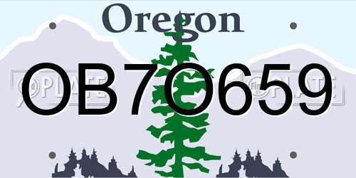 OB7O659 Oregon License Plate