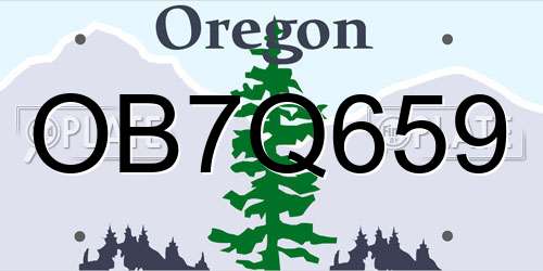 OB7Q659 Oregon License Plate