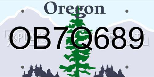 OB7Q689 Oregon License Plate