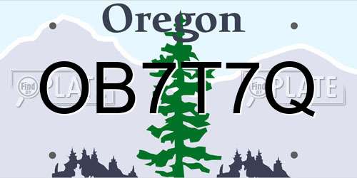 OB7T7Q Oregon License Plate