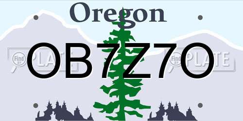 OB7Z7O Oregon License Plate