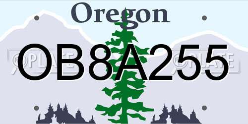 OB8A255 Oregon License Plate
