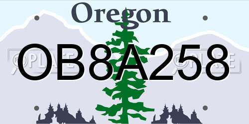 OB8A258 Oregon License Plate