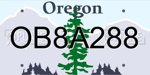OB8A288 Oregon License Plate