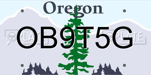 OB9T5G Oregon License Plate