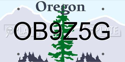 OB9Z5G Oregon License Plate