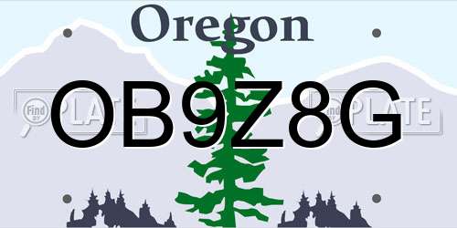 OB9Z8G Oregon License Plate
