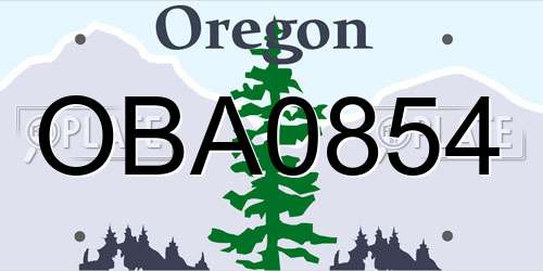 OBA0854 Oregon License Plate