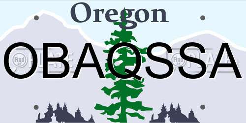OBAQSSA Oregon License Plate