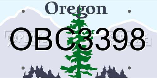 OBC3398 Oregon License Plate