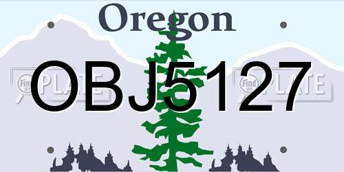 OBJ5127 Oregon License Plate