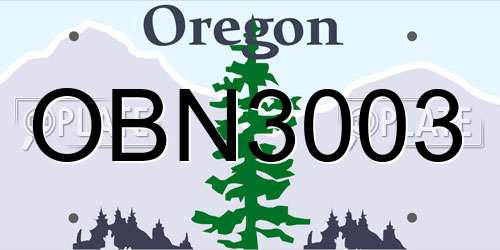 OBN3003 Oregon License Plate