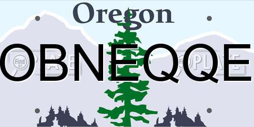 OBNEQQE Oregon License Plate