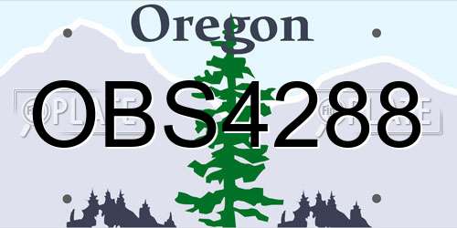 OBS4288 Oregon License Plate