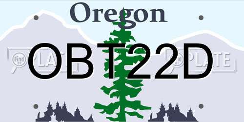 OBT22D Oregon License Plate