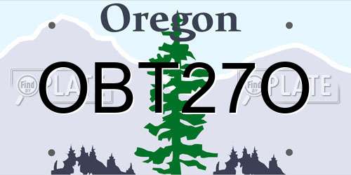 OBT27O Oregon License Plate