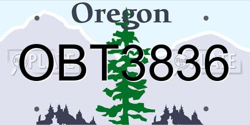 OBT3836 Oregon License Plate