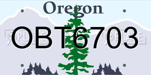 OBT6703 Oregon License Plate