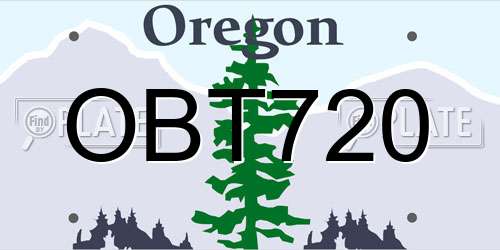 OBT720 Oregon License Plate
