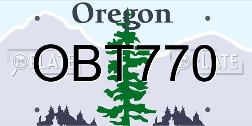 OBT770 Oregon License Plate